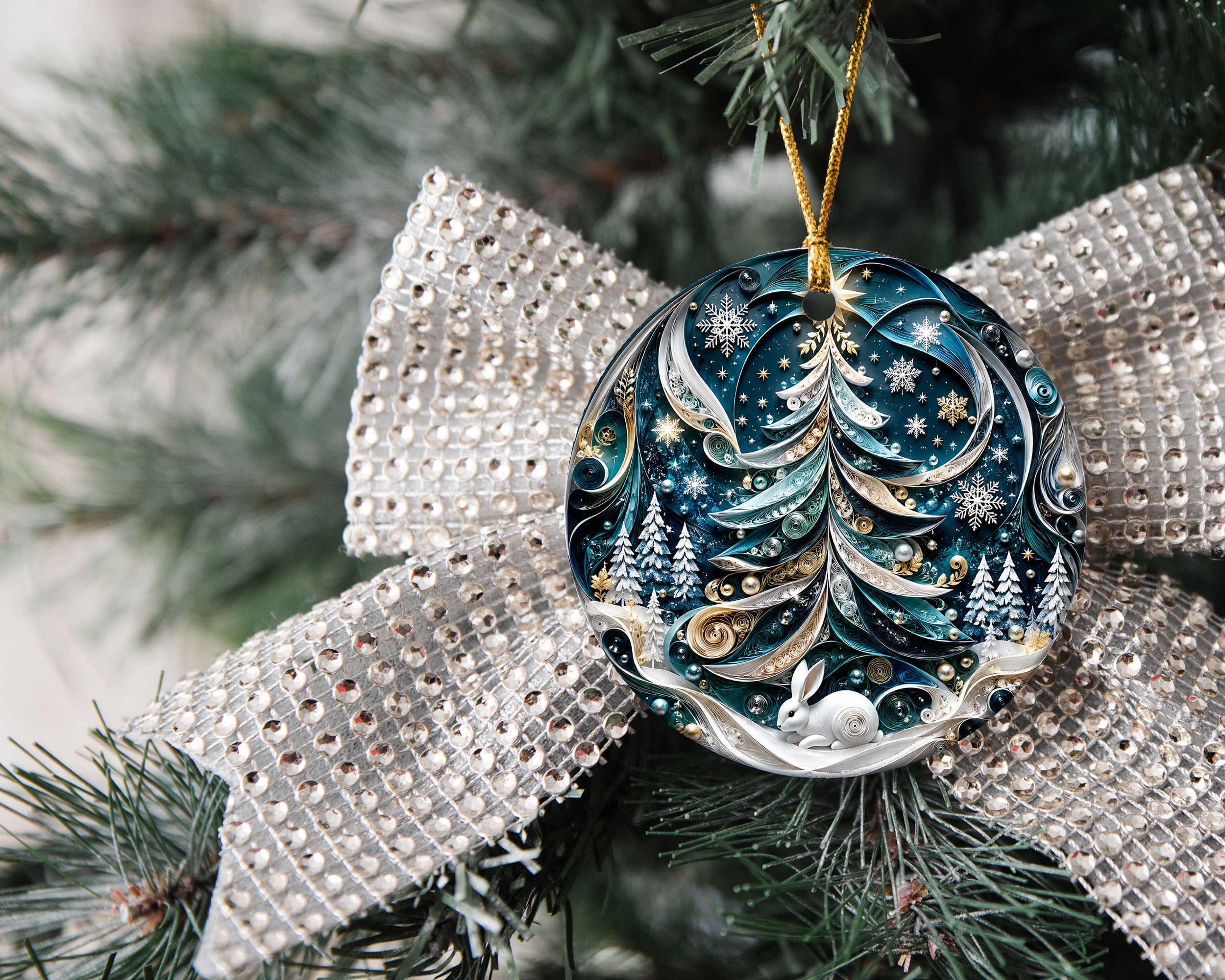 Christmas Tree Ornament 2026, Blue Christmas Ornament, Winter Tree Decor, Holiday Keepsake, Christmas Gift, Xmas Tree Decoration