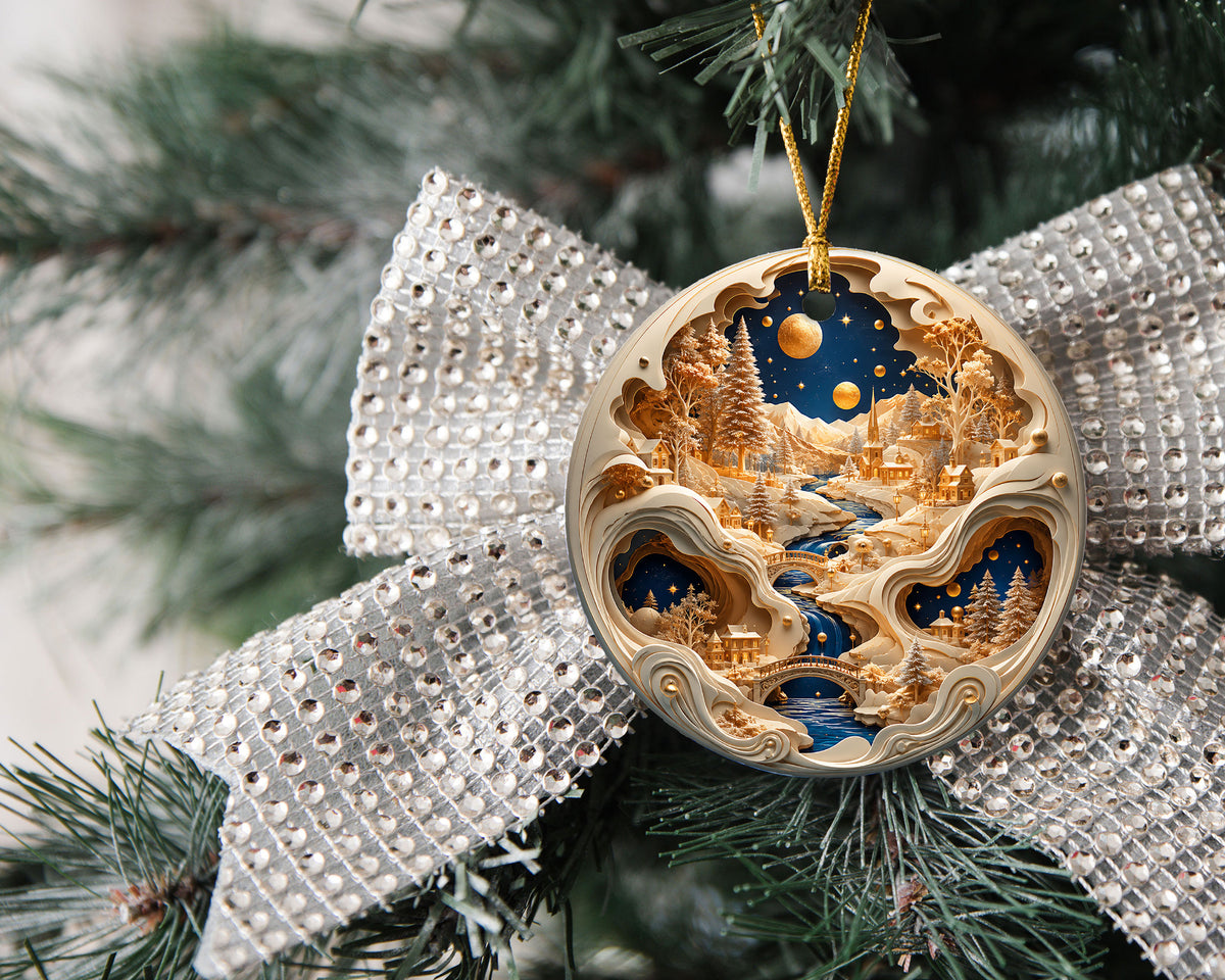 Winter Village Christmas Ornament 2026, Snowy Christmas Tree Decor, Holiday Village Ornament, Christmas Keepsake