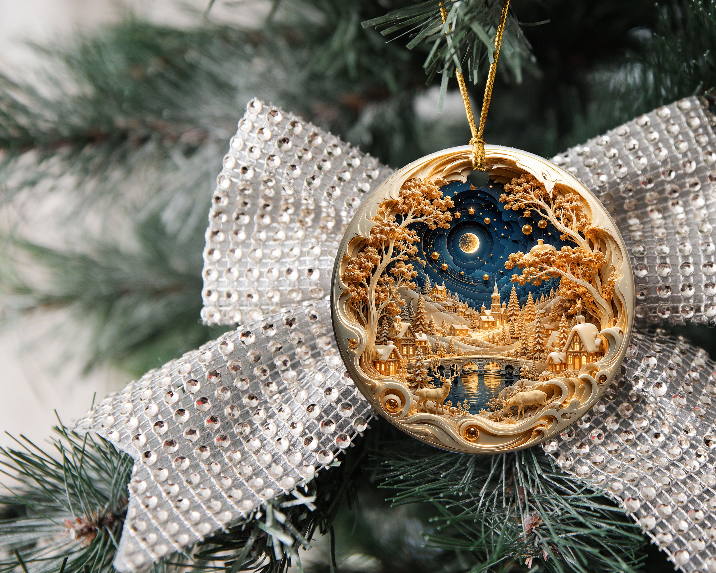 Holiday Village Ornament 2026, Christmas Village Decoration, Winter Snow Scene Ornament, Christmas Keepsake