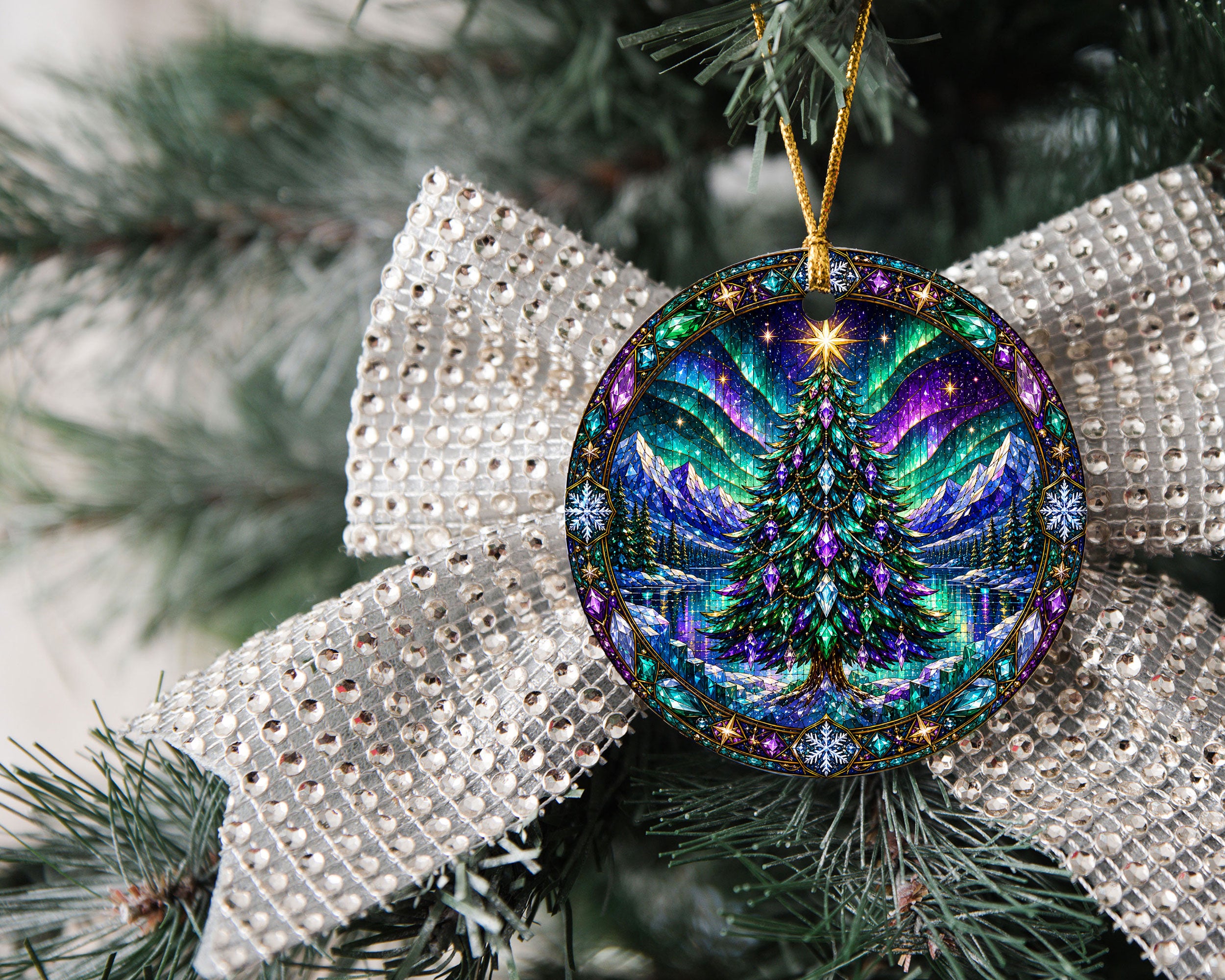 Christmas Tree Ornament 2026, Aurora Christmas Ornament, Winter Tree Decoration, Northern Lights Holiday Decor