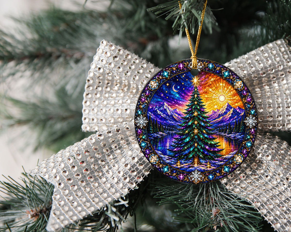 Christmas Ornament 2026, Colorful Christmas Tree Decor, Winter Holiday Ornament, Mountain Lake Christmas Scene