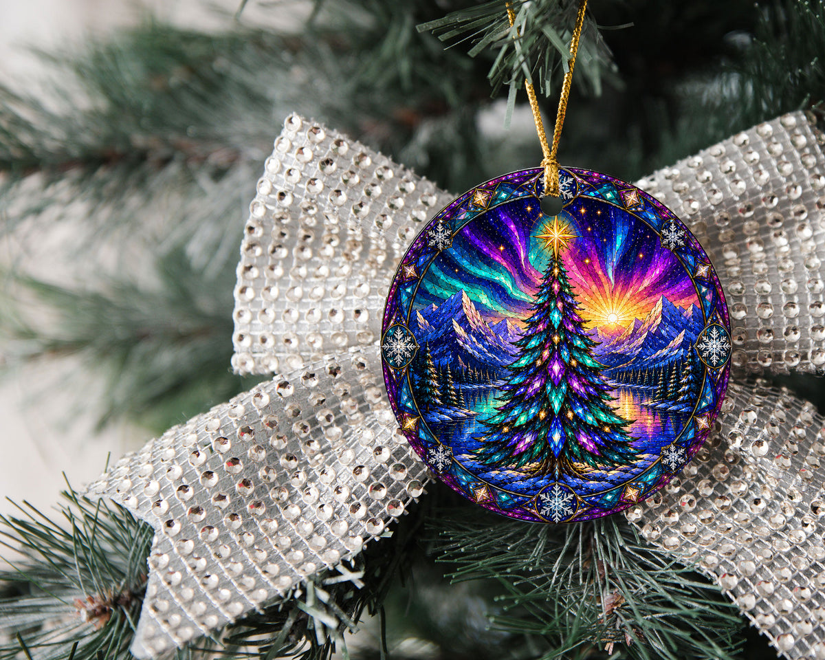Aurora Christmas Tree Ornament 2026, Winter Landscape Ornament, Holiday Christmas Decor, Northern Lights Tree Decoration