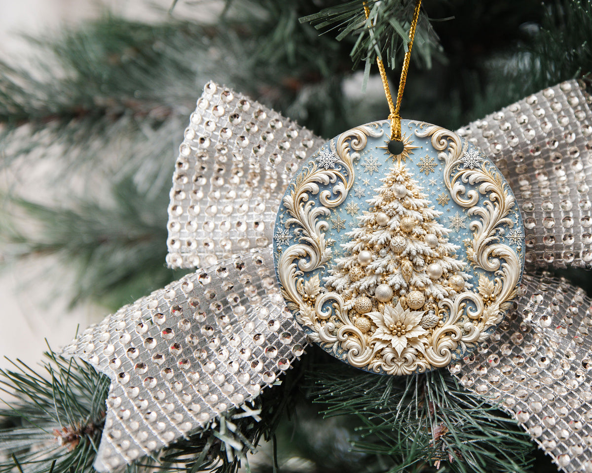 White Christmas Tree Ornament 2026, Snowy Christmas Tree Ornament, Elegant Holiday Tree Decor, Winter Christmas Keepsake Gift