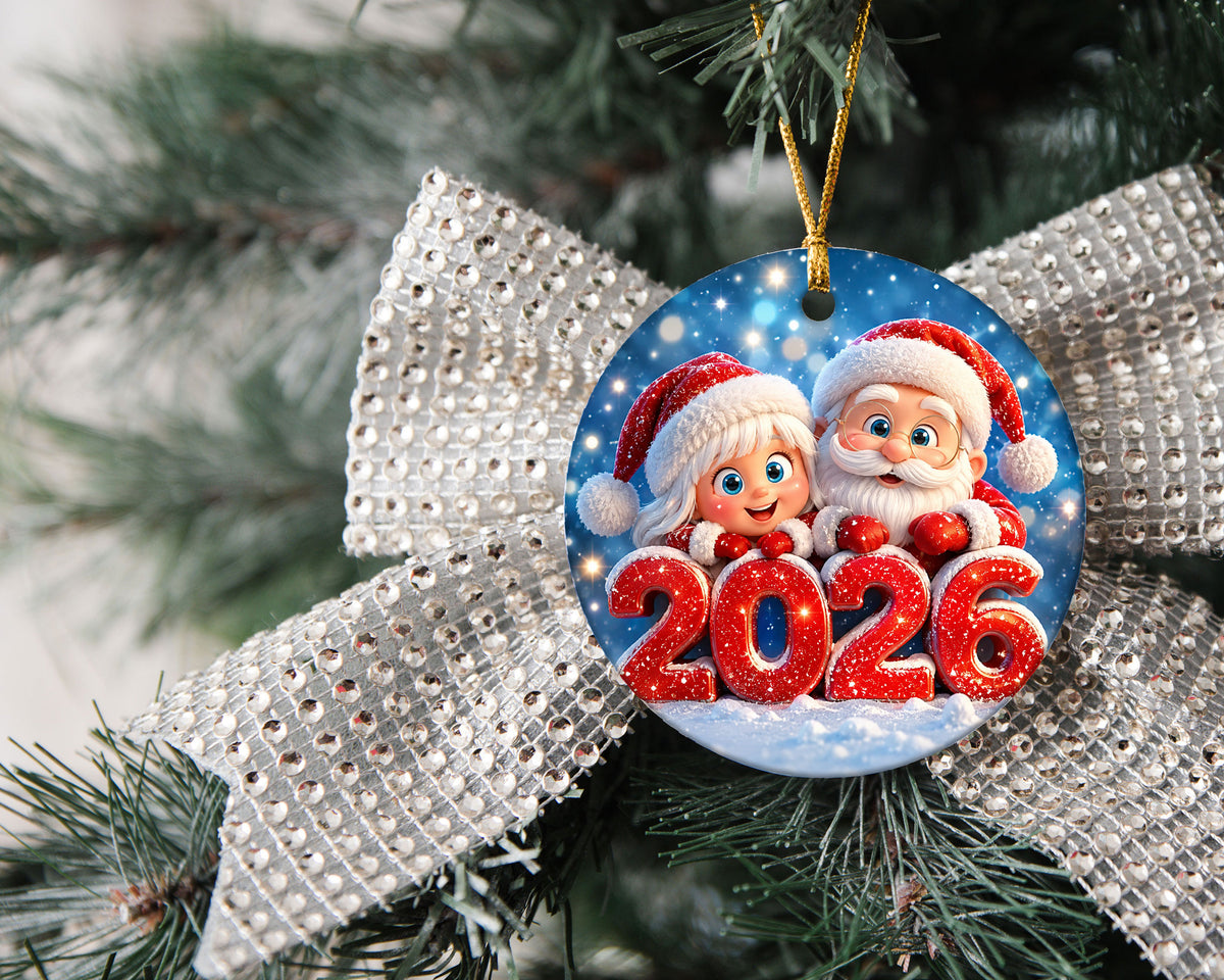 Santa and Girl Christmas Ornament 2026, Cute Santa Ornament, Christmas Tree Decoration, Holiday Keepsake Gift