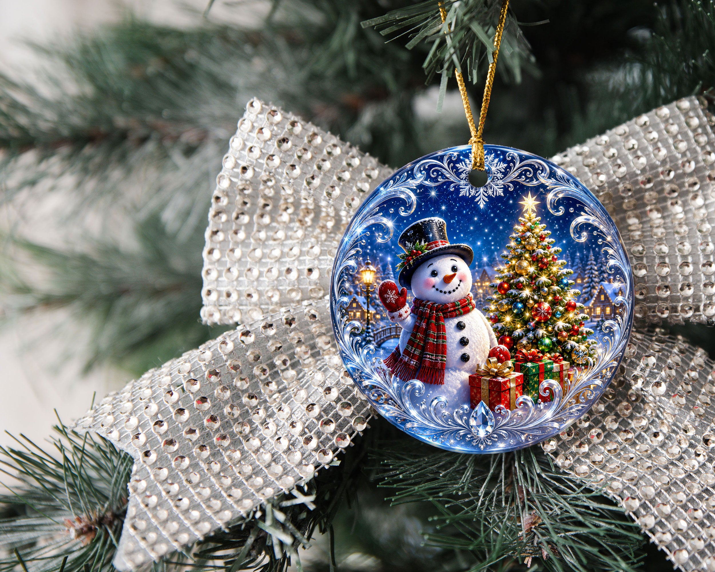 Winter Snowman Ornament 2026, Christmas Tree Keepsake Ornament, Holiday Decoration, Blue Christmas Decor