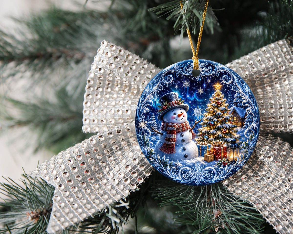 Cute Snowman Christmas Ornament 2026, Blue Christmas Tree Ornament, Winter Holiday Decoration