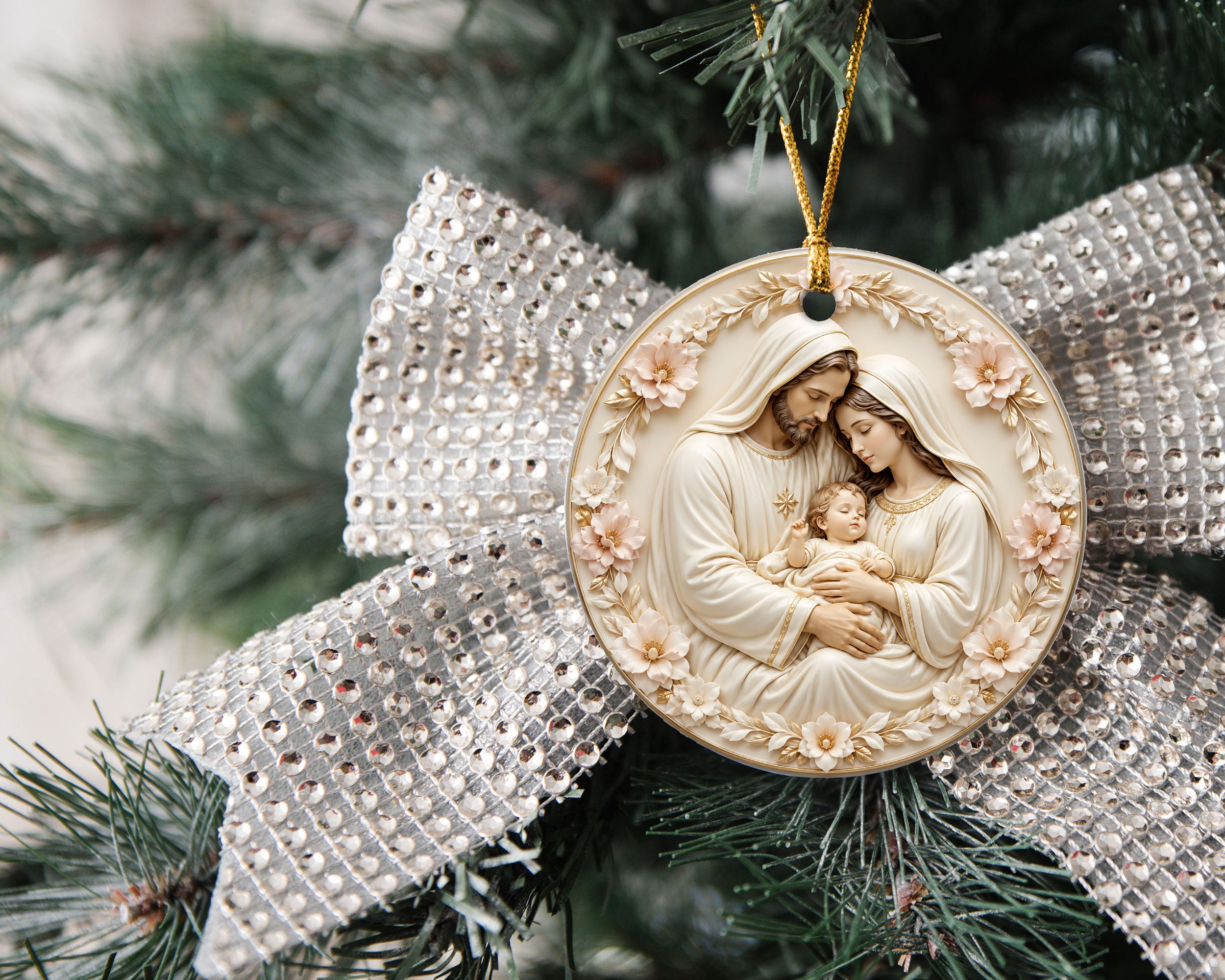 Baby Jesus Christmas Ornament 2026, Holy Family Nativity Scene Ornament, Religious Christmas Tree Decoration