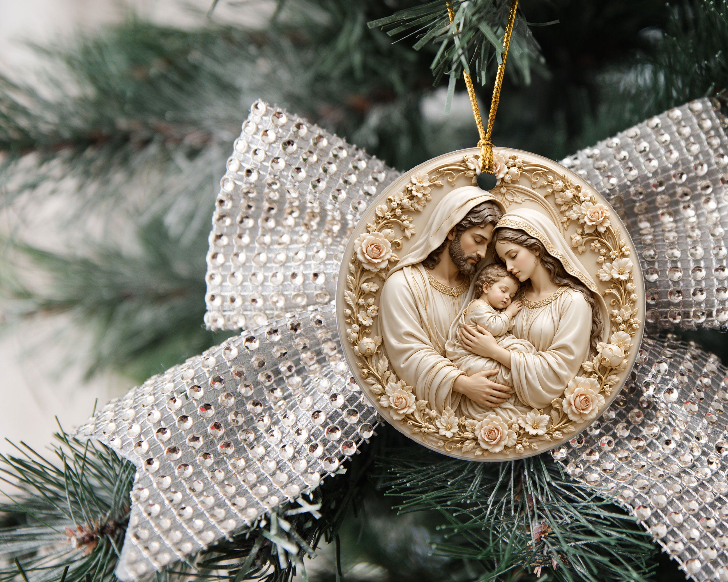 Religious Holiday Ornament 2026, Holy Family Baby Jesus Christmas Ornament, Nativity Tree Decoration