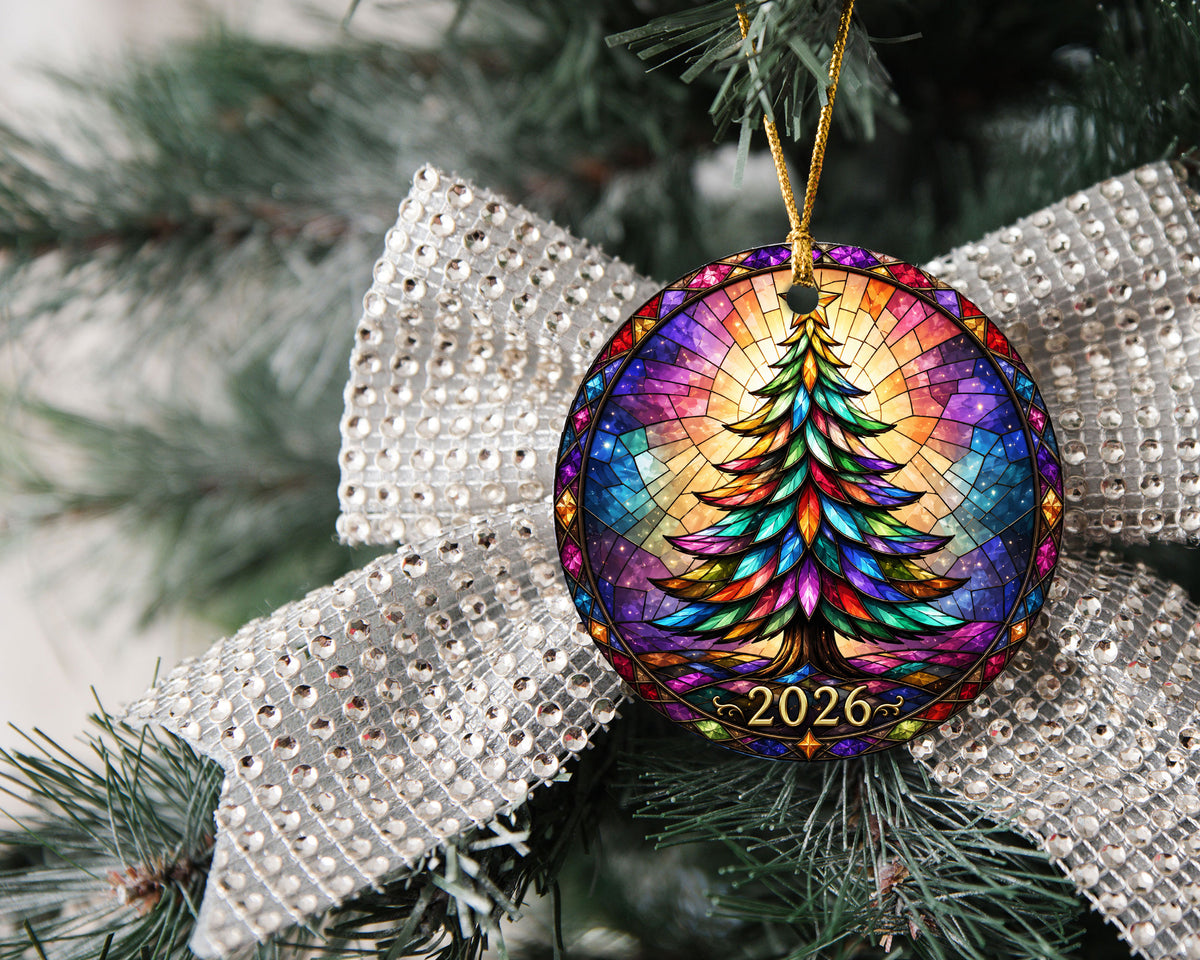 Christmas Tree Stained Glass Style Ornament, 2026 Christmas Ornament, Holiday Gift Idea, Heirloom Keepsake