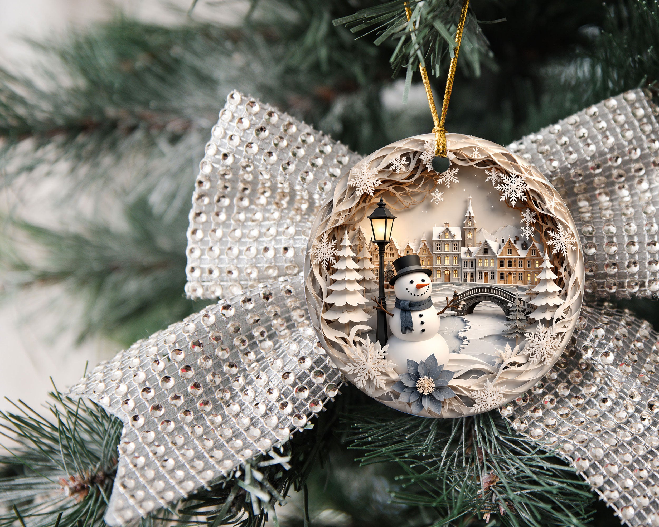 Snowman Christmas Ornament 2026, Winter Village Ornament, Christmas Tree Decoration