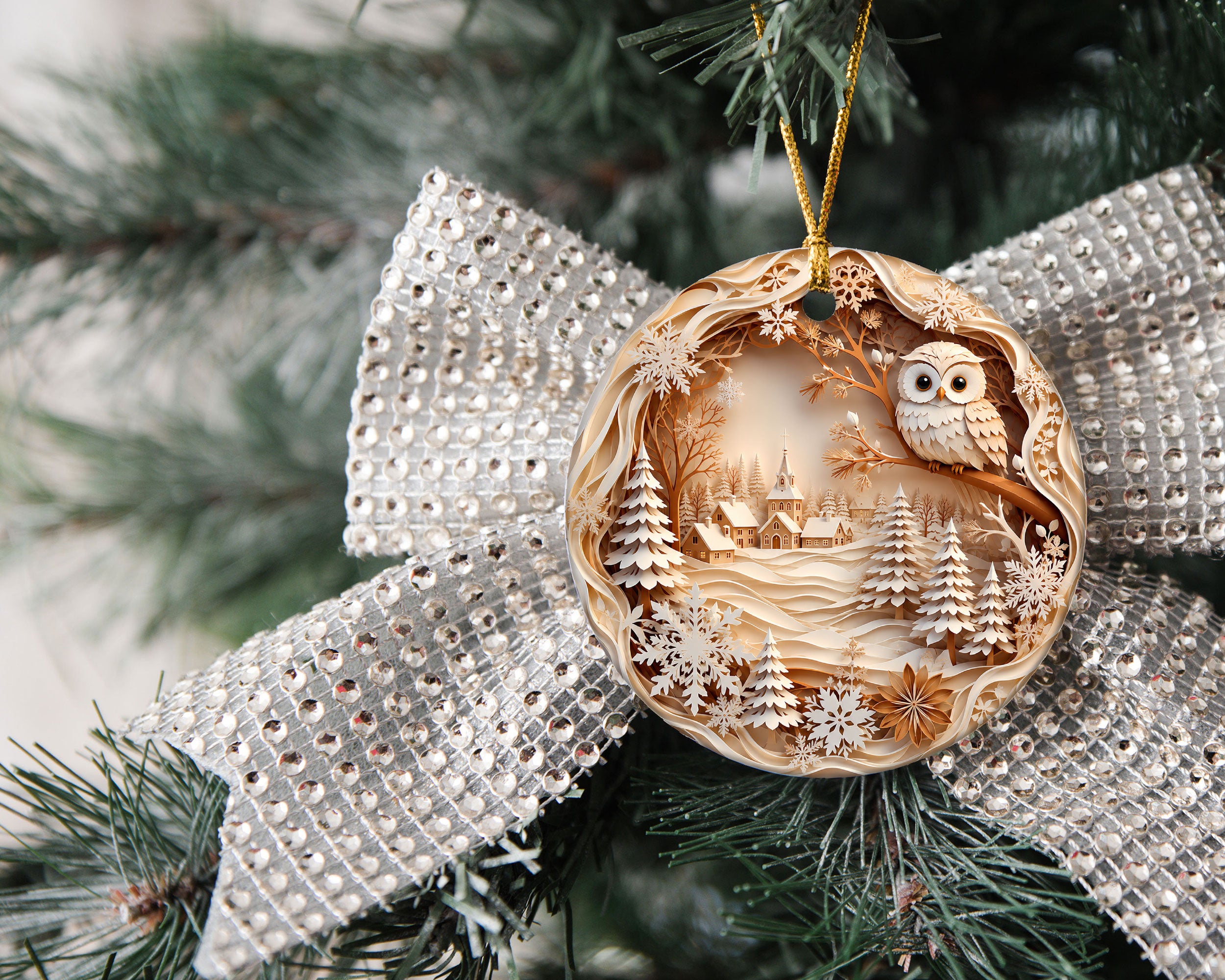 Christmas Owl Ornament 2026, Winter Village Tree Ornament, Holiday Christmas Decoration, Family Keepsake Gift
