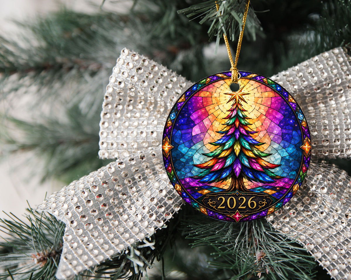 Holiday Christmas Tree Ornament 2026, Colorful Winter Mountain Scene Decoration, Christmas Tree Keepsake