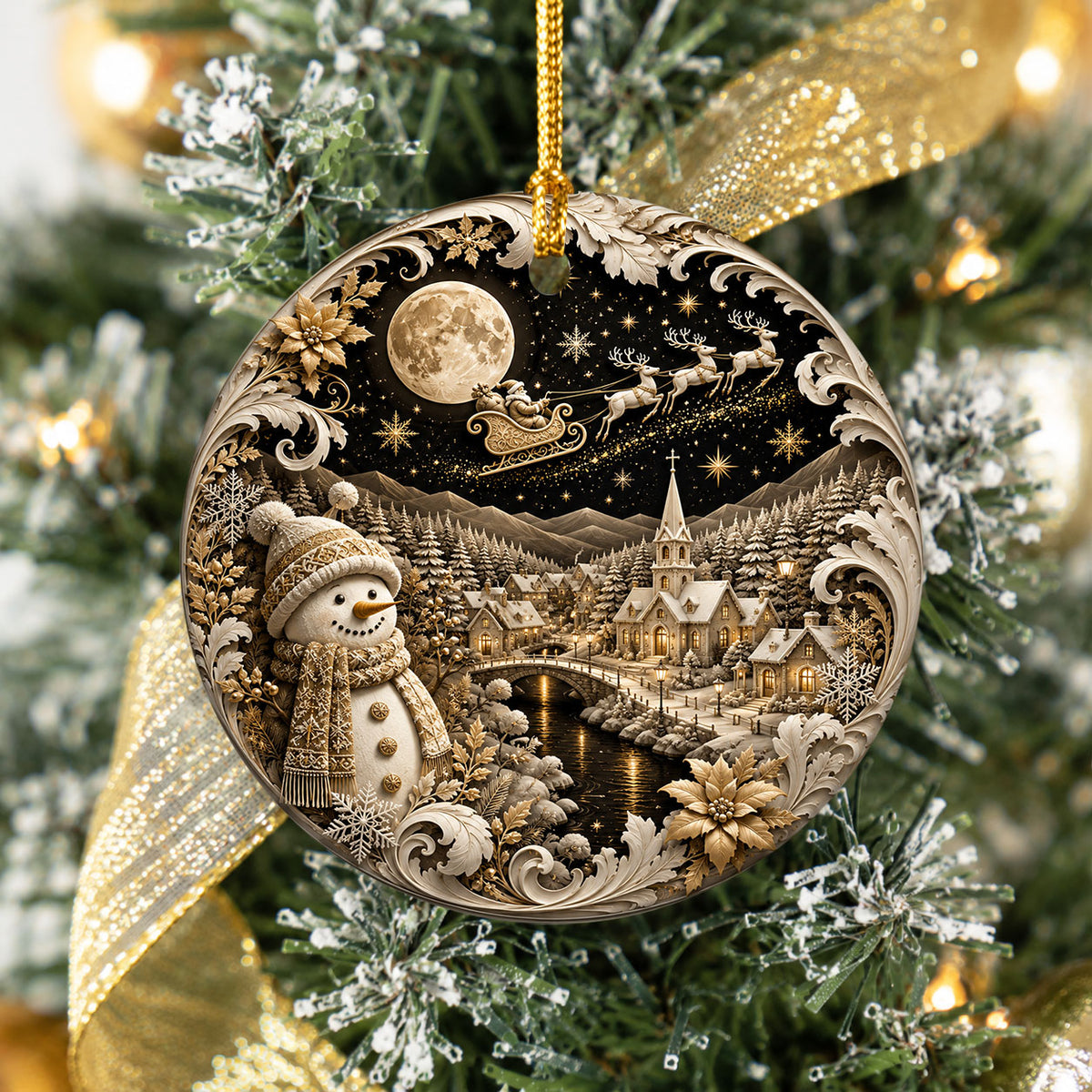 Snowman Holiday Ornament 2026, Rustic Christmas Ceramic Ornament, Winter Tree Decoration, Festive Keepsake Gift