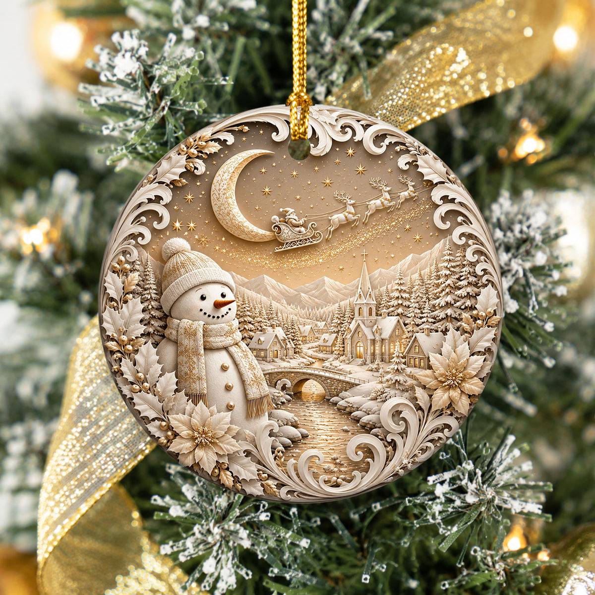 Christmas Snowman Ornament 2026, Cute Winter Ceramic Ornament, Holiday Tree Decoration, Christmas Keepsake Gift