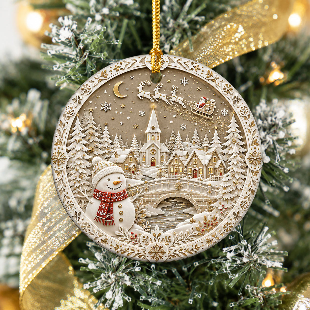 Cozy Snowman Christmas Ornament 2026, Ceramic Holiday Ornament, Winter Tree Decoration, Christmas Keepsake Gift for Loved Ones