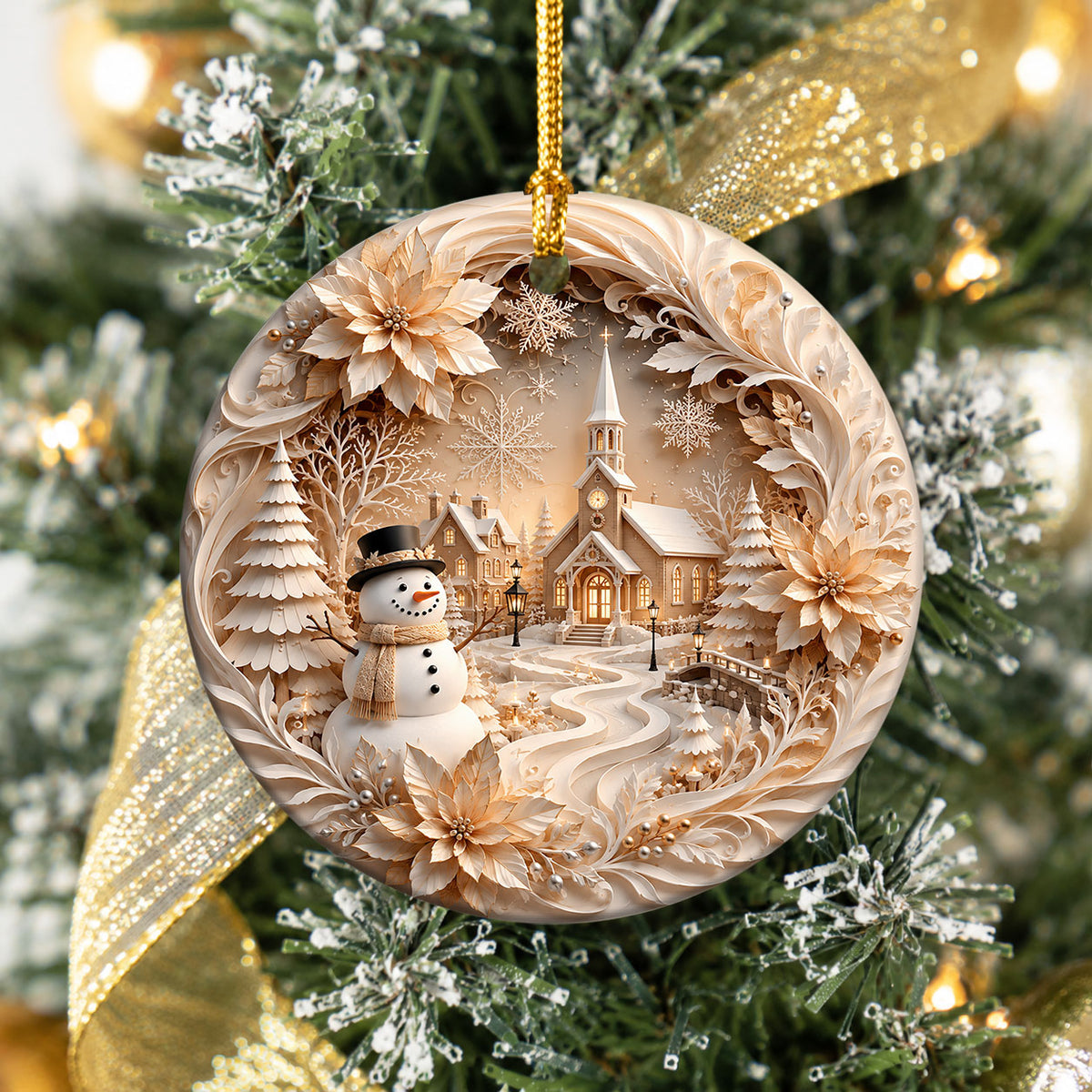 2026 Floral Snowman Christmas Ornament, Elegant Winter Holiday Ornament, Christmas Tree Keepsake, Festive Gift for Home Decor