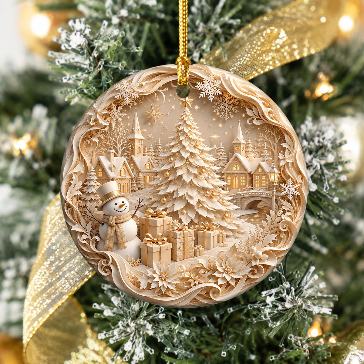 Snowman Christmas Ornament 2026, Christmas Tree Ceramic Ornament, Winter Village Holiday Ornament, Christmas Tree Decor