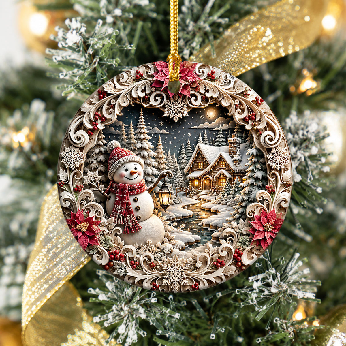 Snowman Christmas Ornament 2026, Cute Snowman Ceramic Ornament, Winter Holiday Tree Decoration