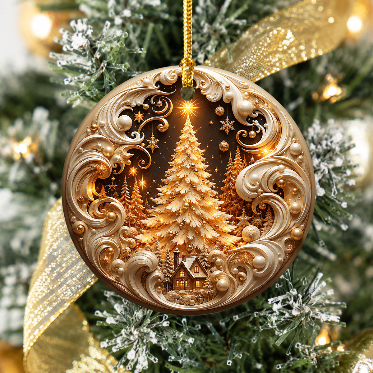 2026 Gold Christmas Ornament, Christmas Tree Holiday Ornament, Ceramic Christmas Decoration, Keepsake Gift for Family and Home