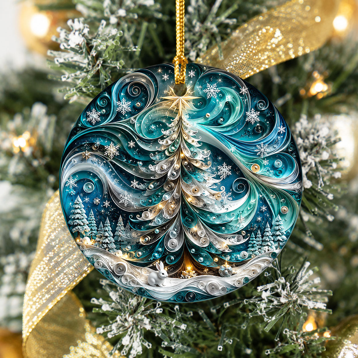 Christmas Ornament 2026, Elegant Blue Tree Ornament, Holiday Tree Decoration, Christmas Keepsake, Winter Ornament Gift