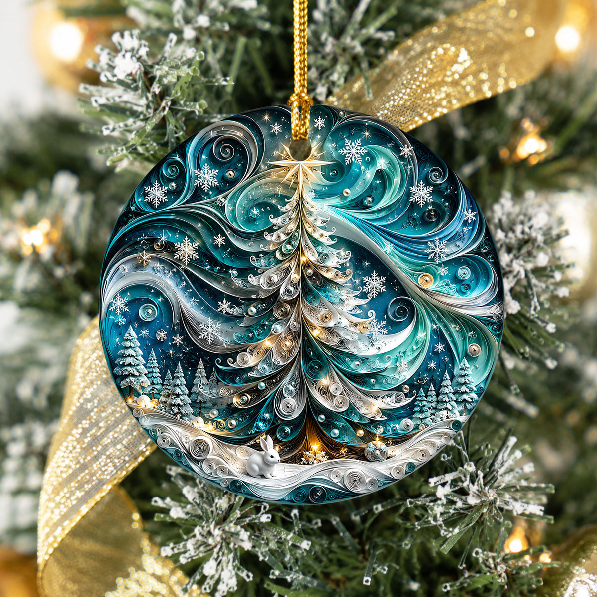 Christmas Ornament 2026, Elegant Blue Tree Ornament, Holiday Tree Decoration, Christmas Keepsake, Winter Ornament Gift
