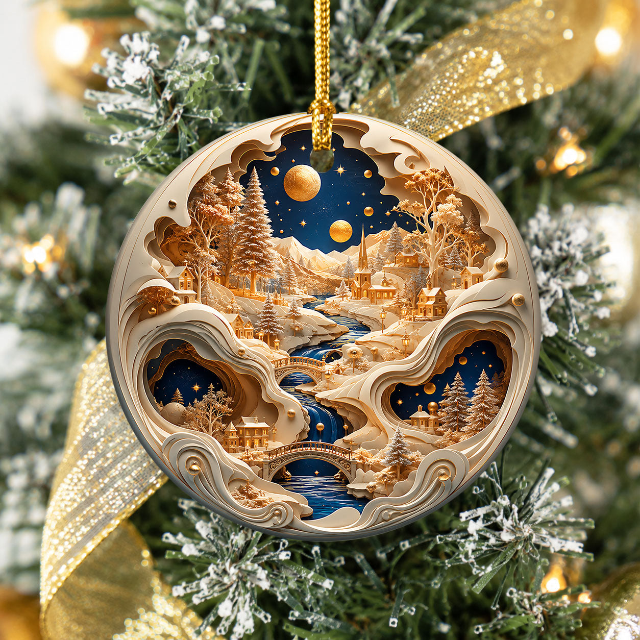 Winter Village Christmas Ornament 2026, Snowy Christmas Tree Decor, Holiday Village Ornament, Christmas Keepsake