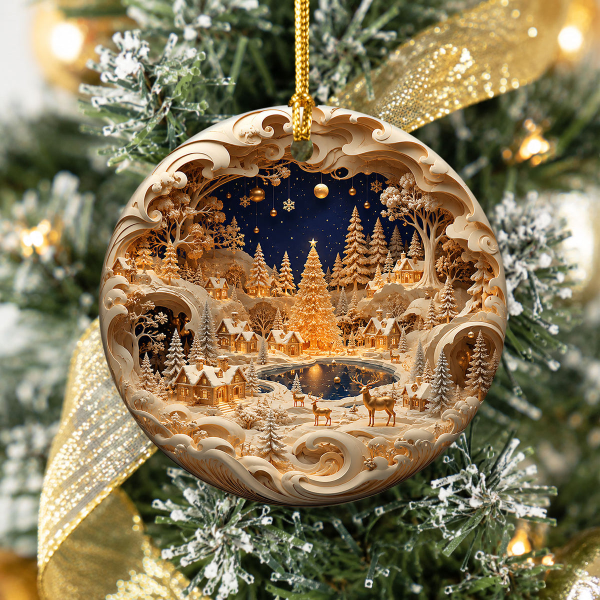 Christmas Ornament 2026, Snowy Village Scene, Winter Christmas Village Decor, Holiday Tree Ornament, Christmas Keepsake Gift