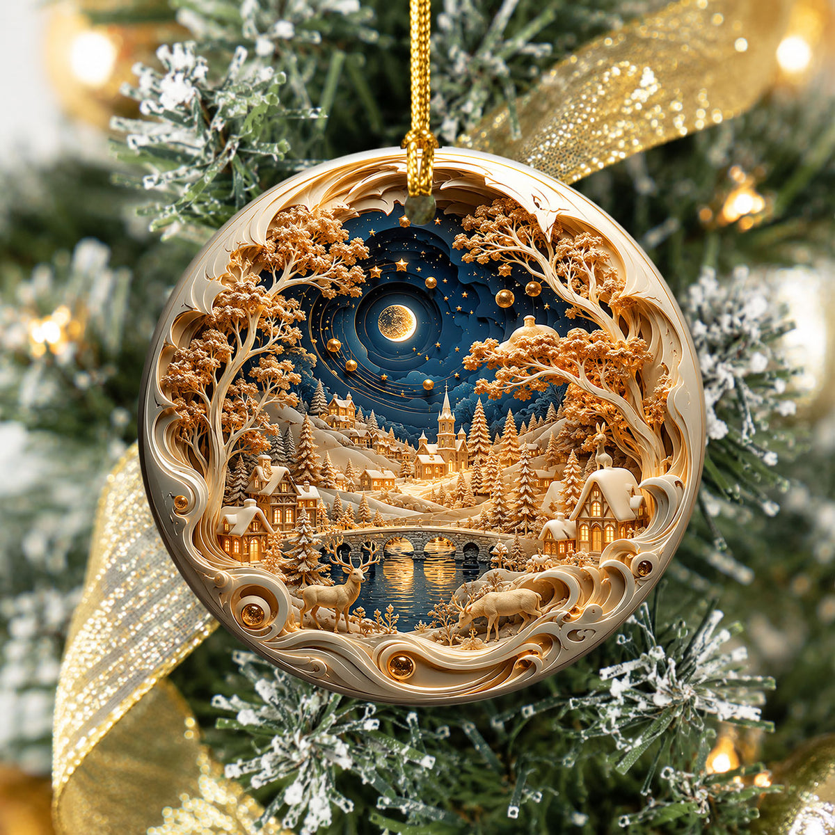 Holiday Village Ornament 2026, Christmas Village Decoration, Winter Snow Scene Ornament, Christmas Keepsake