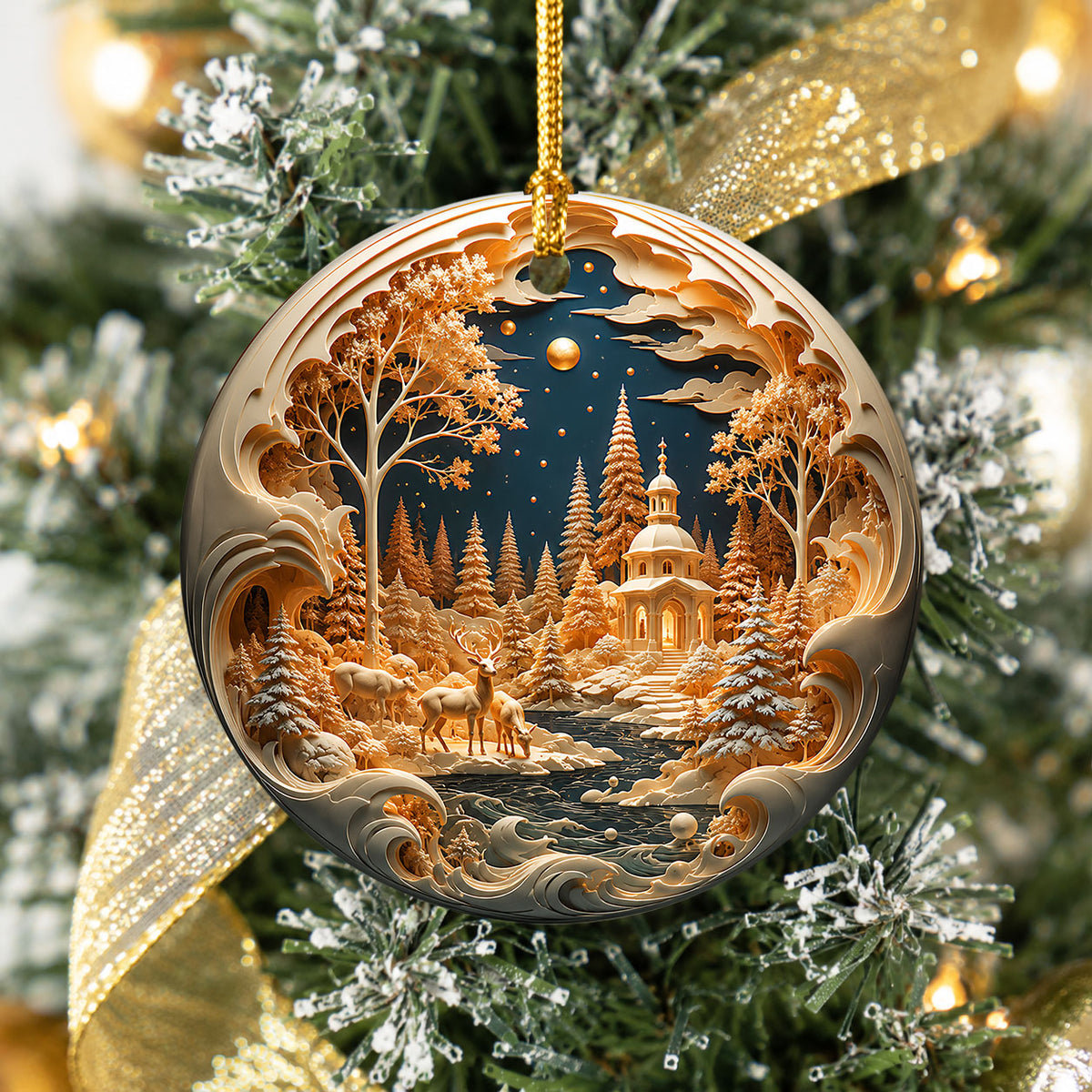 Snow Village Christmas Ornament 2026, Christmas Tree Decoration, Winter Holiday Village Decor, Seasonal Keepsake Ornament