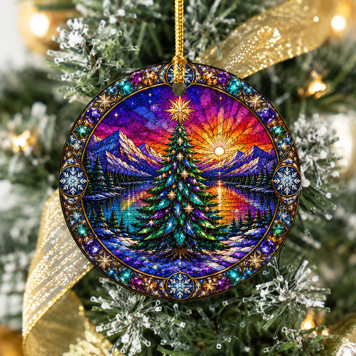 Christmas Tree Ornament 2026, Sun Moon Christmas Ornament, Winter Tree Decoration, Northern Lights Holiday Decor