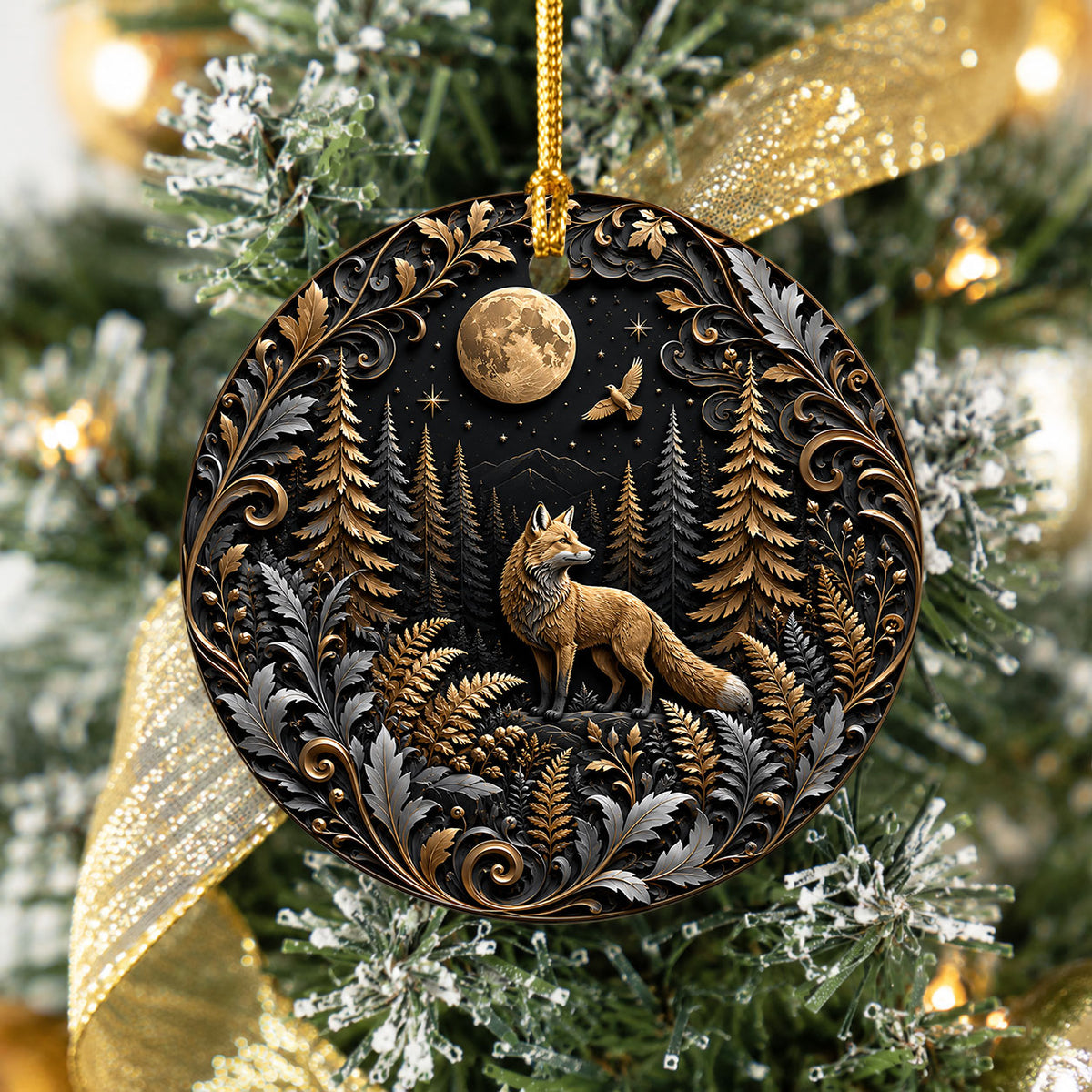 Christmas Keepsake Ornament 2026, Wolf Ornament, Moonlit Winter Landscape Decoration, Christian Holiday Gift, Festive Christmas Decor