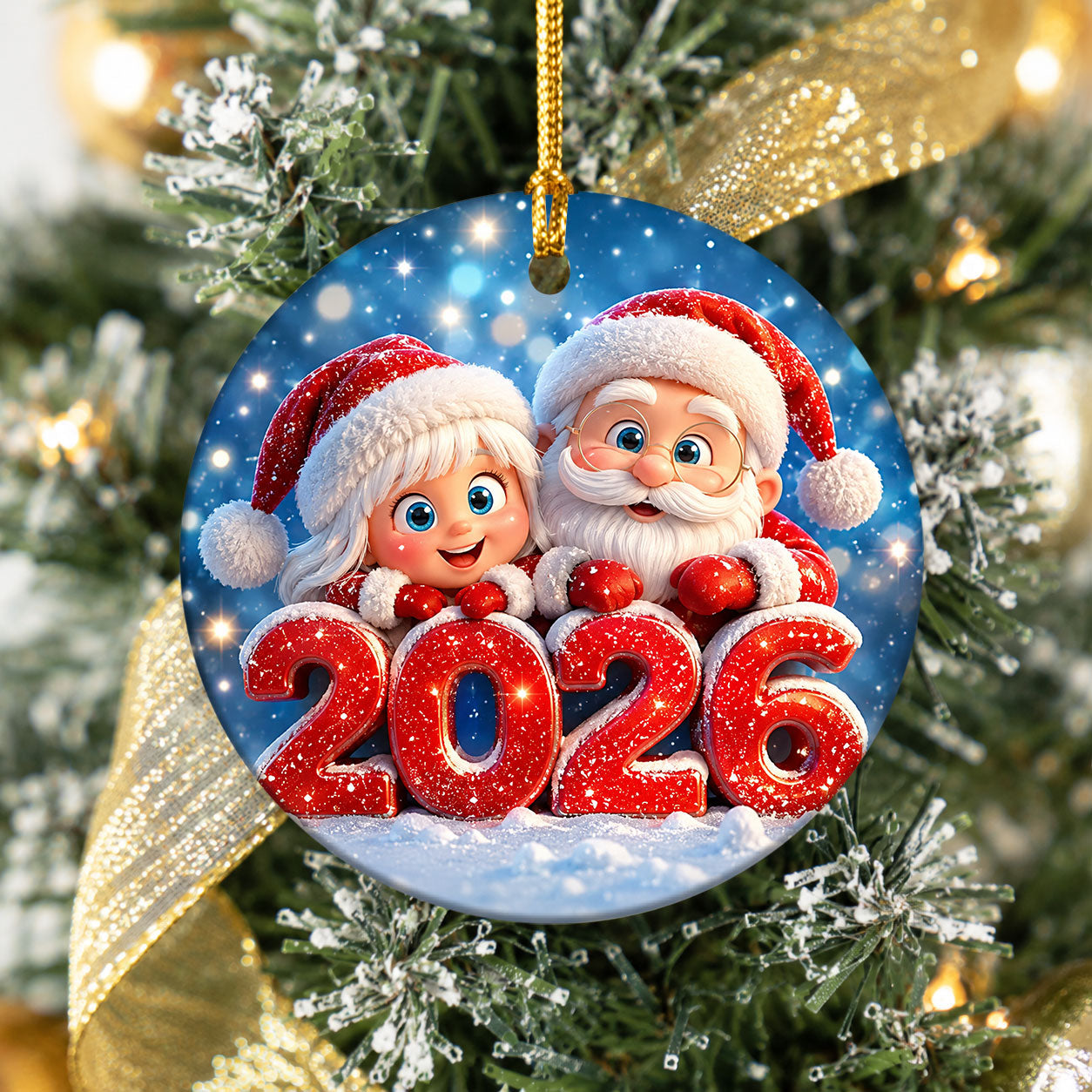Santa and Girl Christmas Ornament 2026, Cute Santa Ornament, Christmas Tree Decoration, Holiday Keepsake Gift