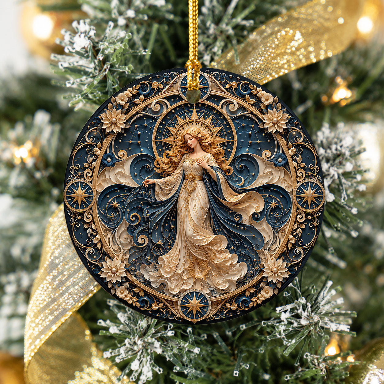 Moon and Stars Christmas Ornament 2026, Elegant Angel Christmas Tree Ornament, Winter Holiday Decoration
