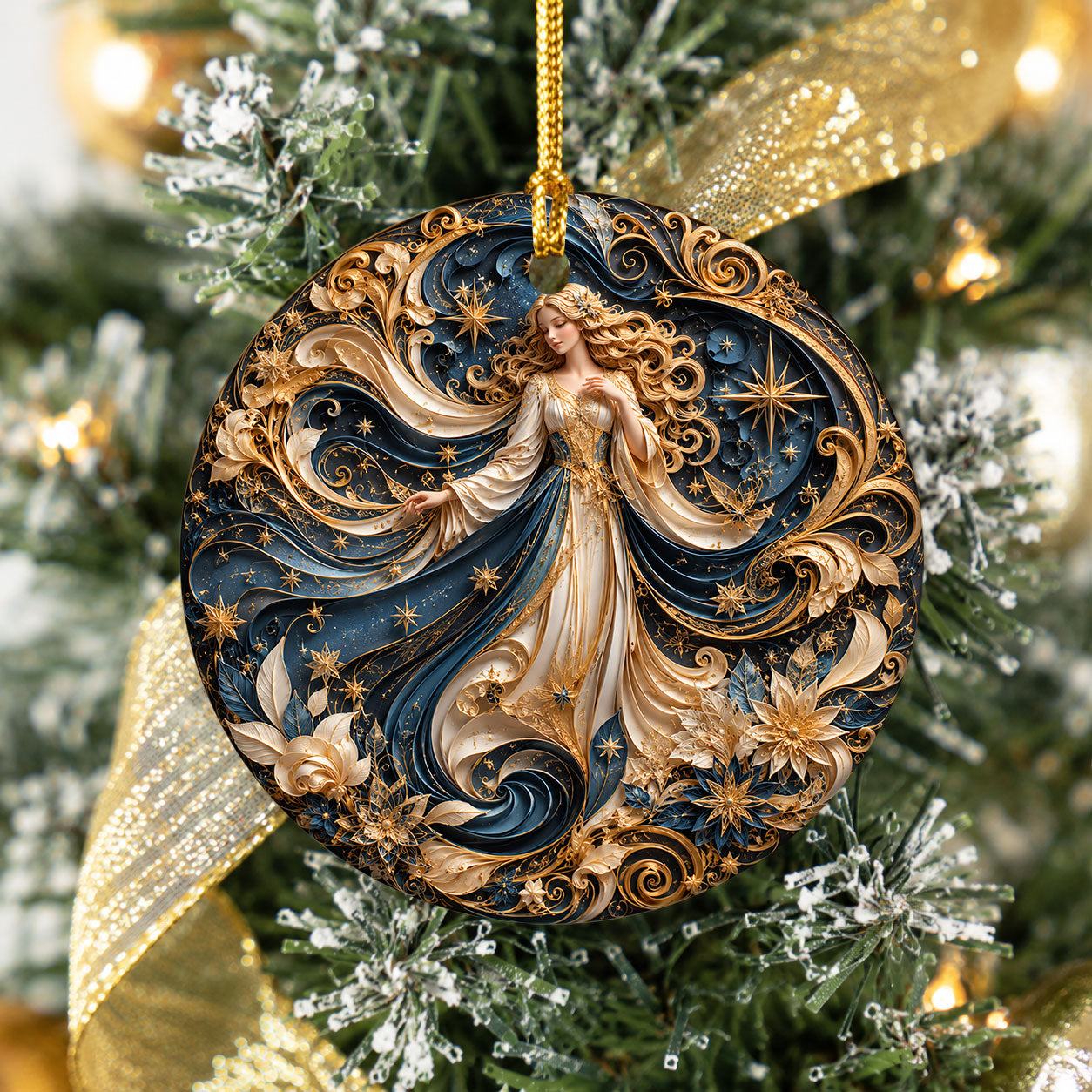 Christmas Angel Ornament 2026, Celestial Moon Tree Ornament, Winter Night Holiday Decoration, Elegant Christmas Keepsake