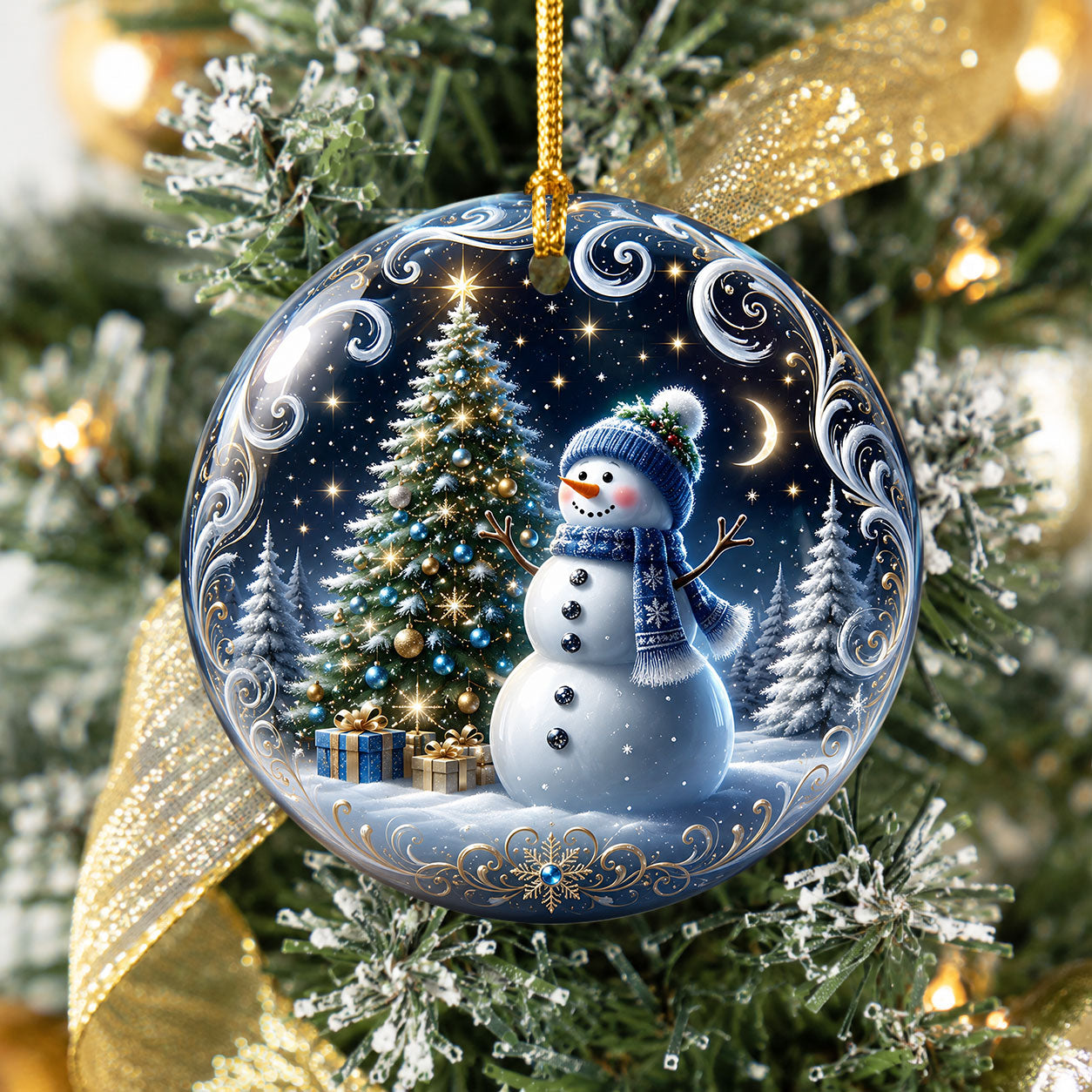 Snowman Christmas Ornament 2026, Blue Winter Tree Ornament, Holiday Keepsake, Christmas Tree Decor, Gift for Family