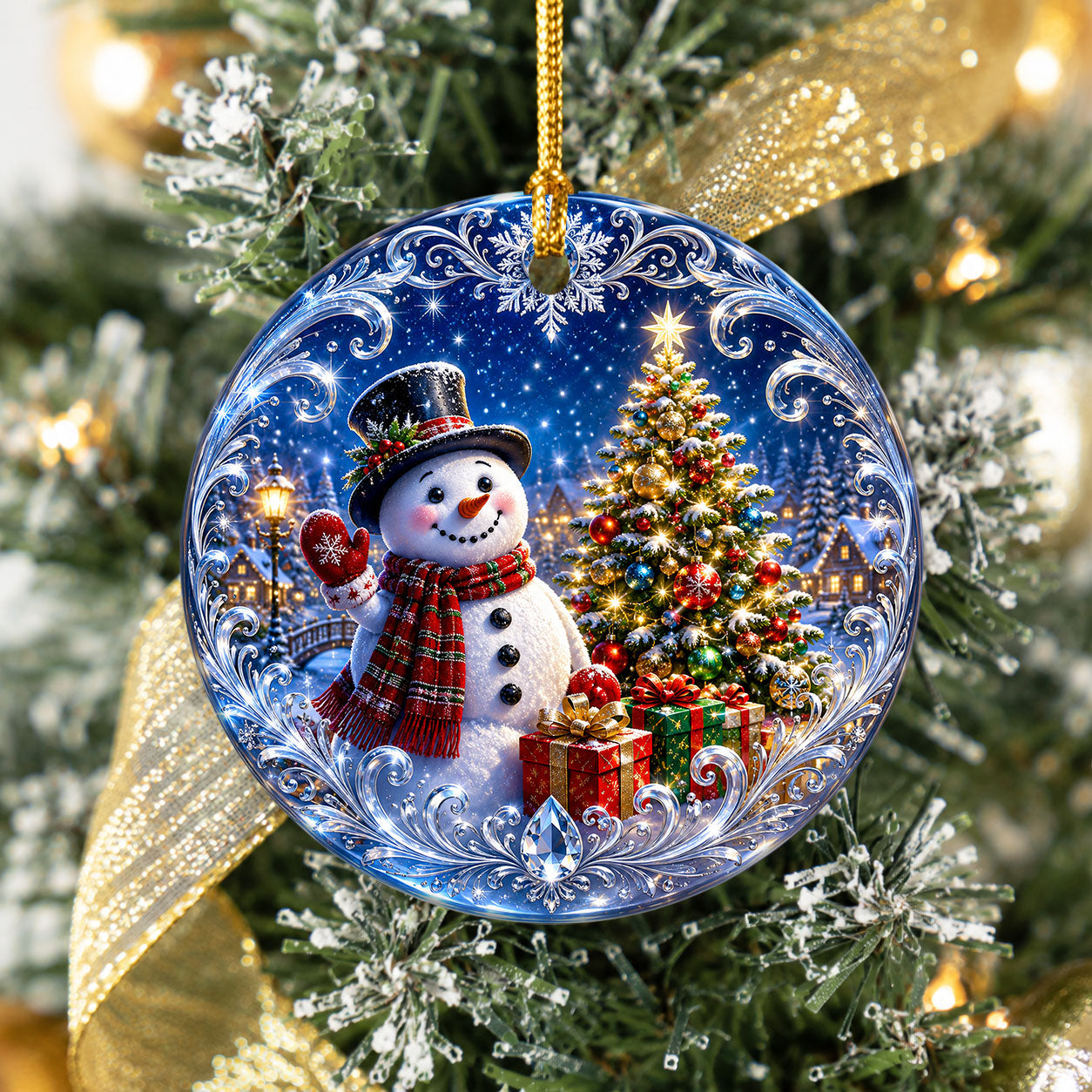 Winter Snowman Ornament 2026, Christmas Tree Keepsake Ornament, Holiday Decoration, Blue Christmas Decor