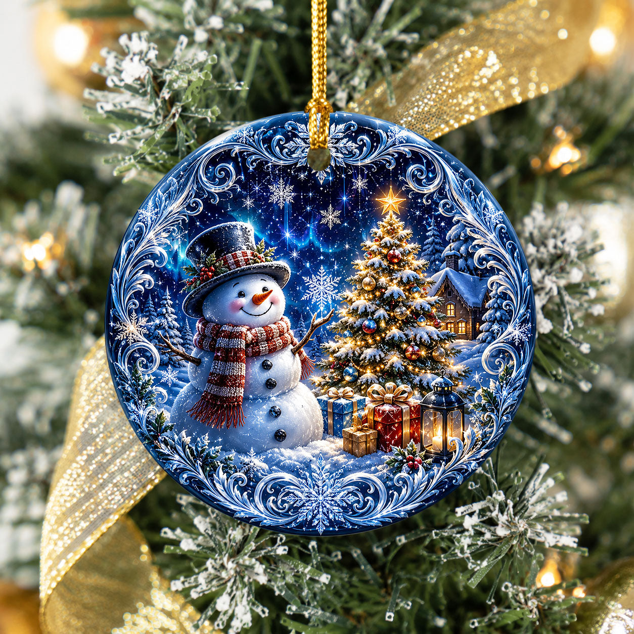 Cute Snowman Christmas Ornament 2026, Blue Christmas Tree Ornament, Winter Holiday Decoration