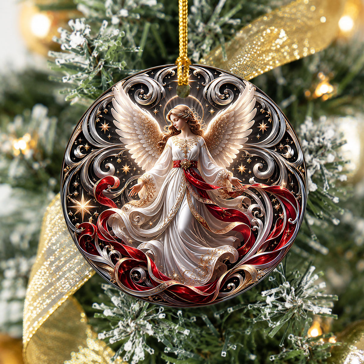 Winter Angel Christmas Ornament 2026, Moonlit Christmas Tree Decoration, Celestial Holiday Ornament