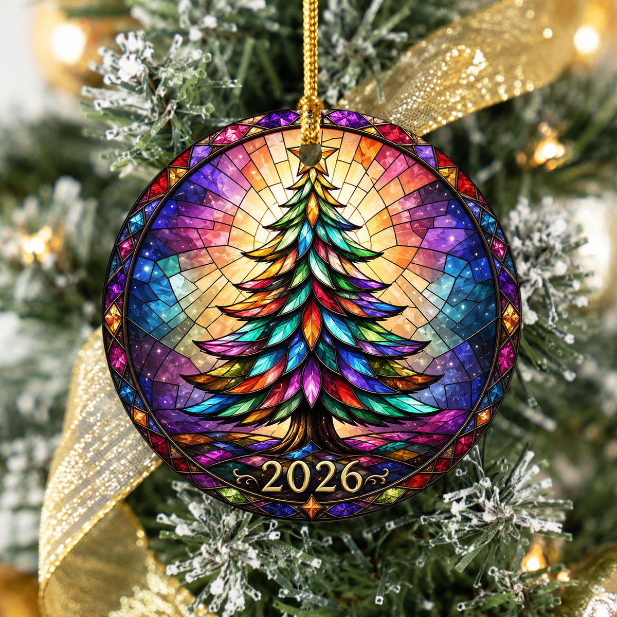 Christmas Tree Stained Glass Style Ornament, 2026 Christmas Ornament, Holiday Gift Idea, Heirloom Keepsake