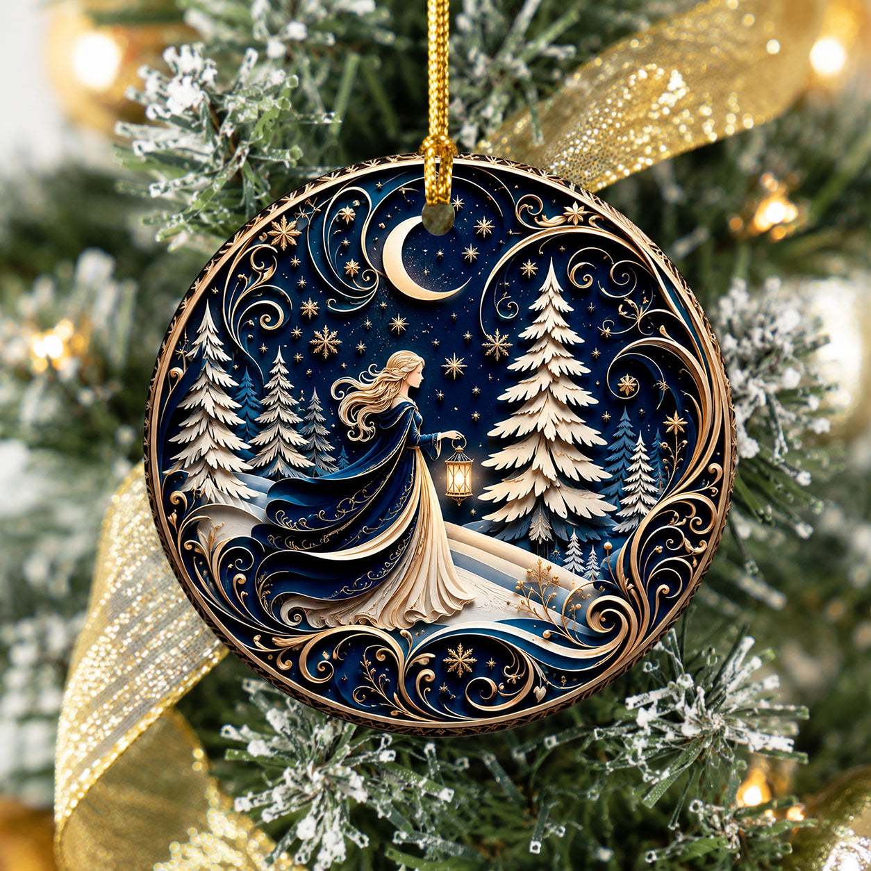 Religious Christmas Ornament 2026 with Angel, Ceramic Christmas Tree Ornament, Holiday Decoration