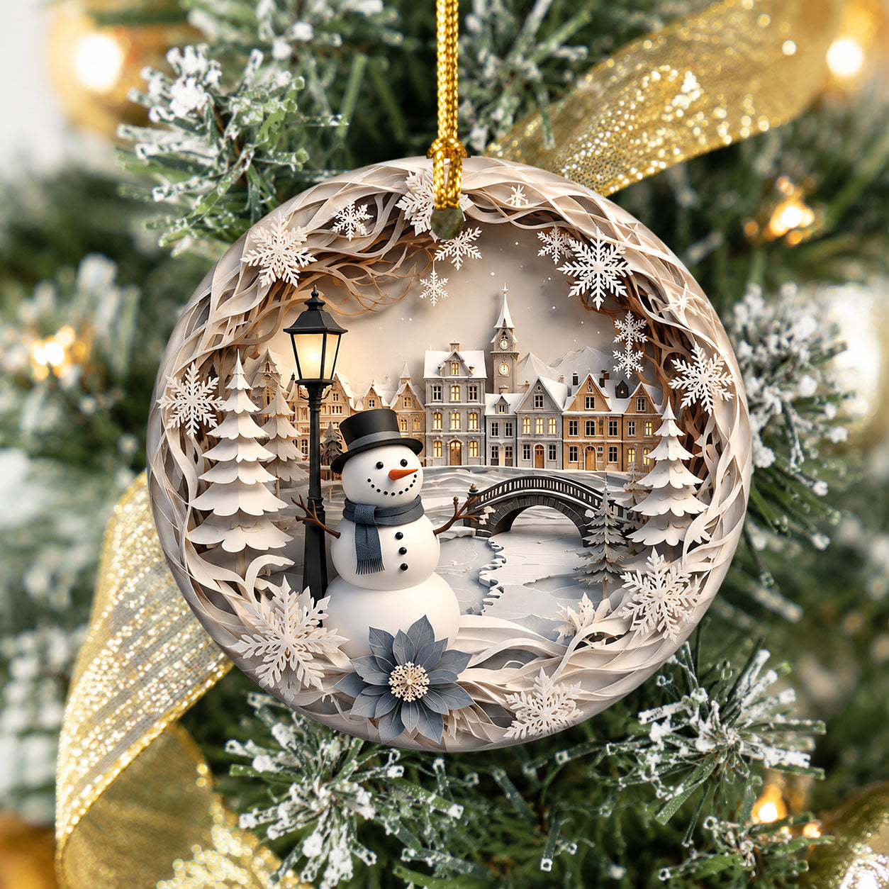 Snowman Christmas Ornament 2026, Winter Village Ornament, Christmas Tree Decoration