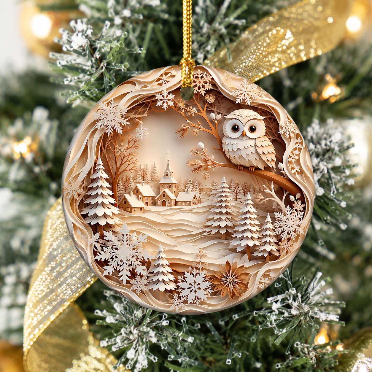 Christmas Owl Ornament 2026, Winter Village Tree Ornament, Holiday Christmas Decoration, Family Keepsake Gift