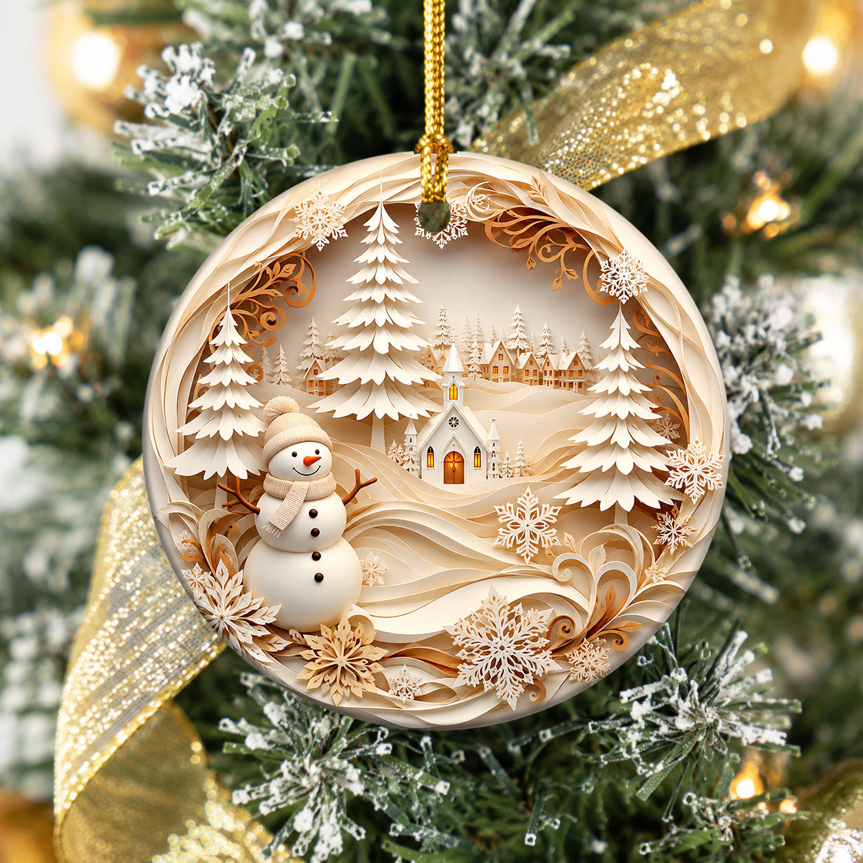 Winter Village Tree Ornament 2026, Snowman Christmas Ornament, Holiday Keepsake Decoration