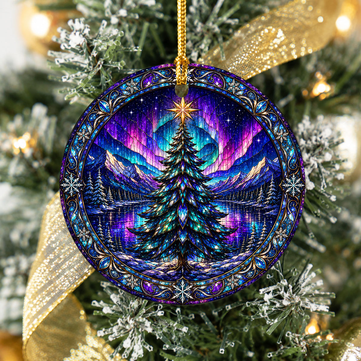 Northern Lights Christmas Ornament 2026, Christmas Tree Ornament, Aurora Winter Landscape Ornament