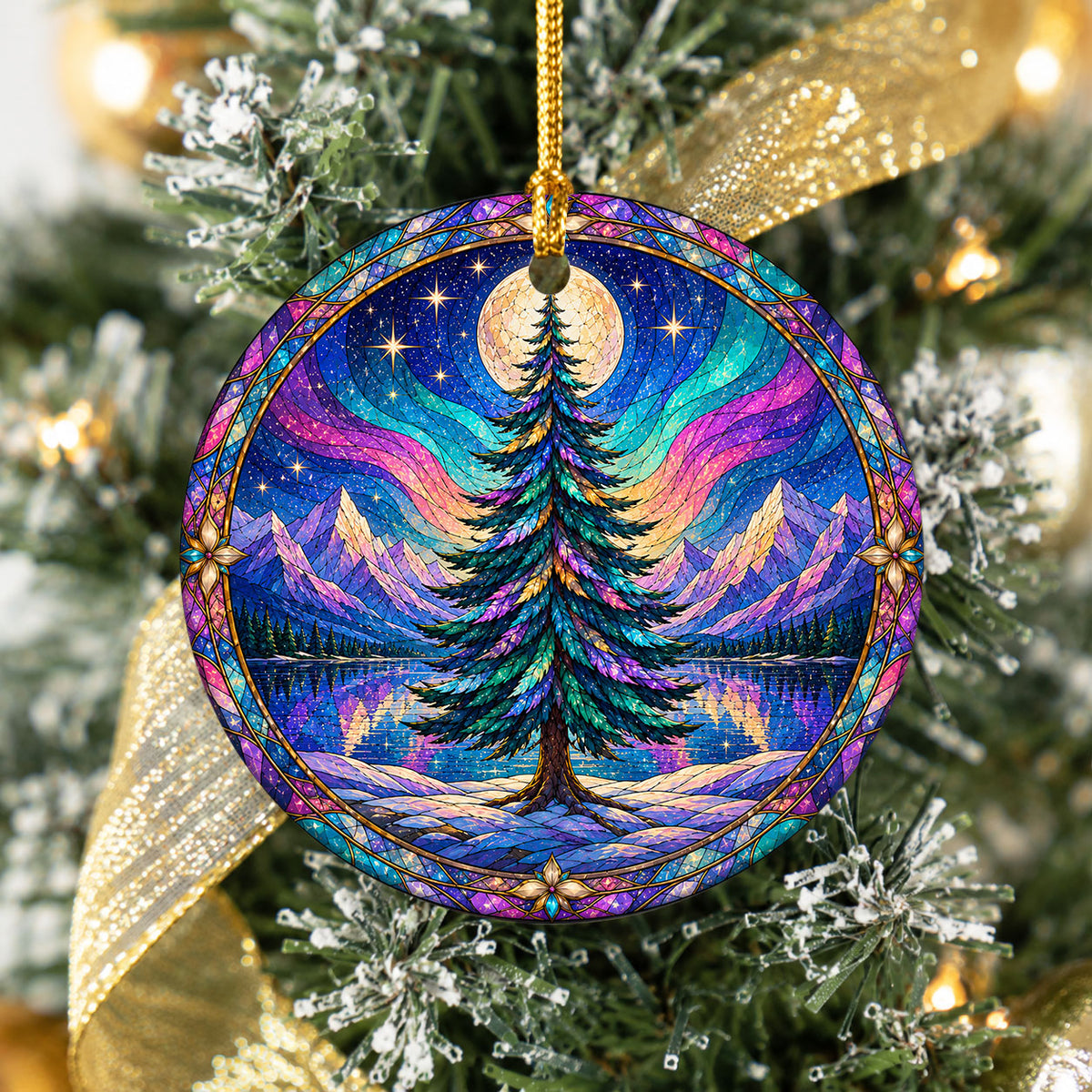 Aurora Borealis Christmas Ornament 2026, Christmas Tree Ornament, Winter Landscape Decoration