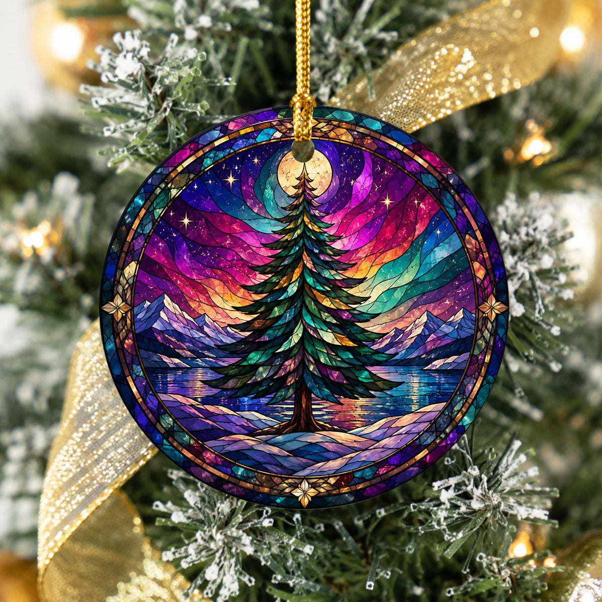 Northern Lights Christmas Tree Ornament 2026, Aurora Winter Landscape Ornament, Holiday Decoration
