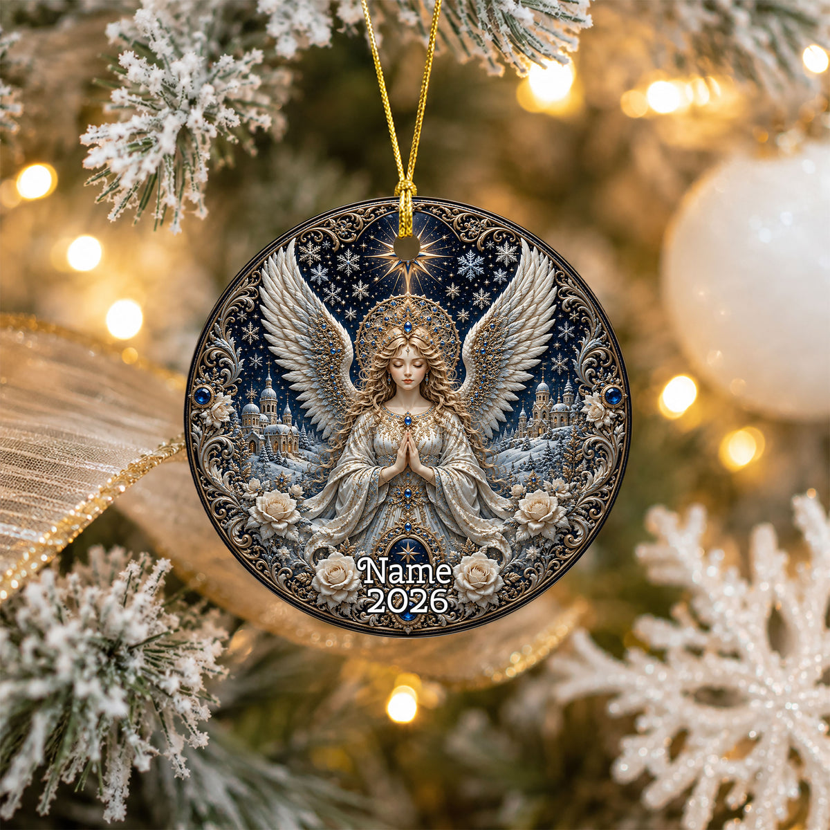 Angel Christmas Ornament 2026, Guardian Angel Christmas Tree Ornament, Ceramic Holiday Ornament