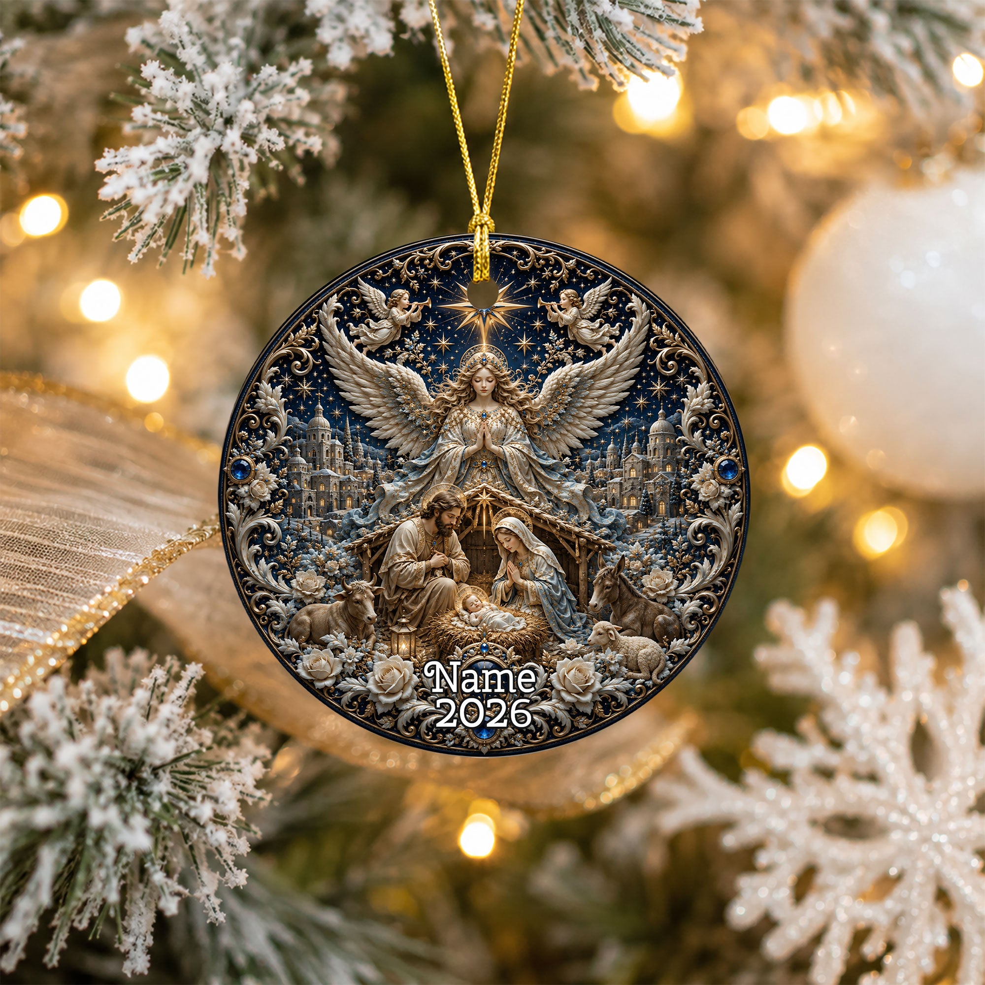 Nativity Scene Christmas Ornament 2026, Holy Family Ornament, Christian Christmas Decor, Religious Tree Ornament