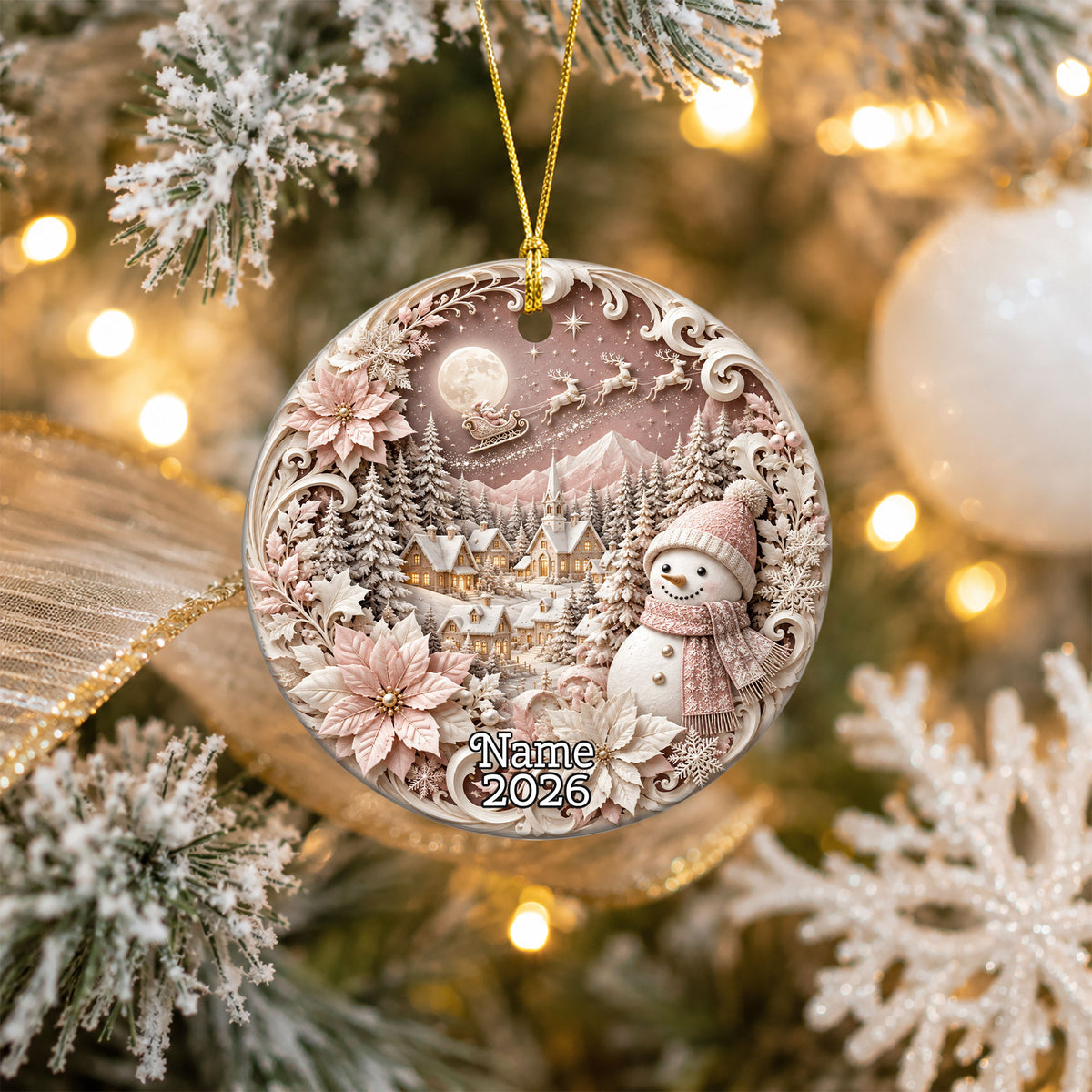 Snowman Christmas Ornament 2026, Cute Snowman Ceramic Ornament, Winter Holiday Tree Decoration, Christmas Keepsake Gift