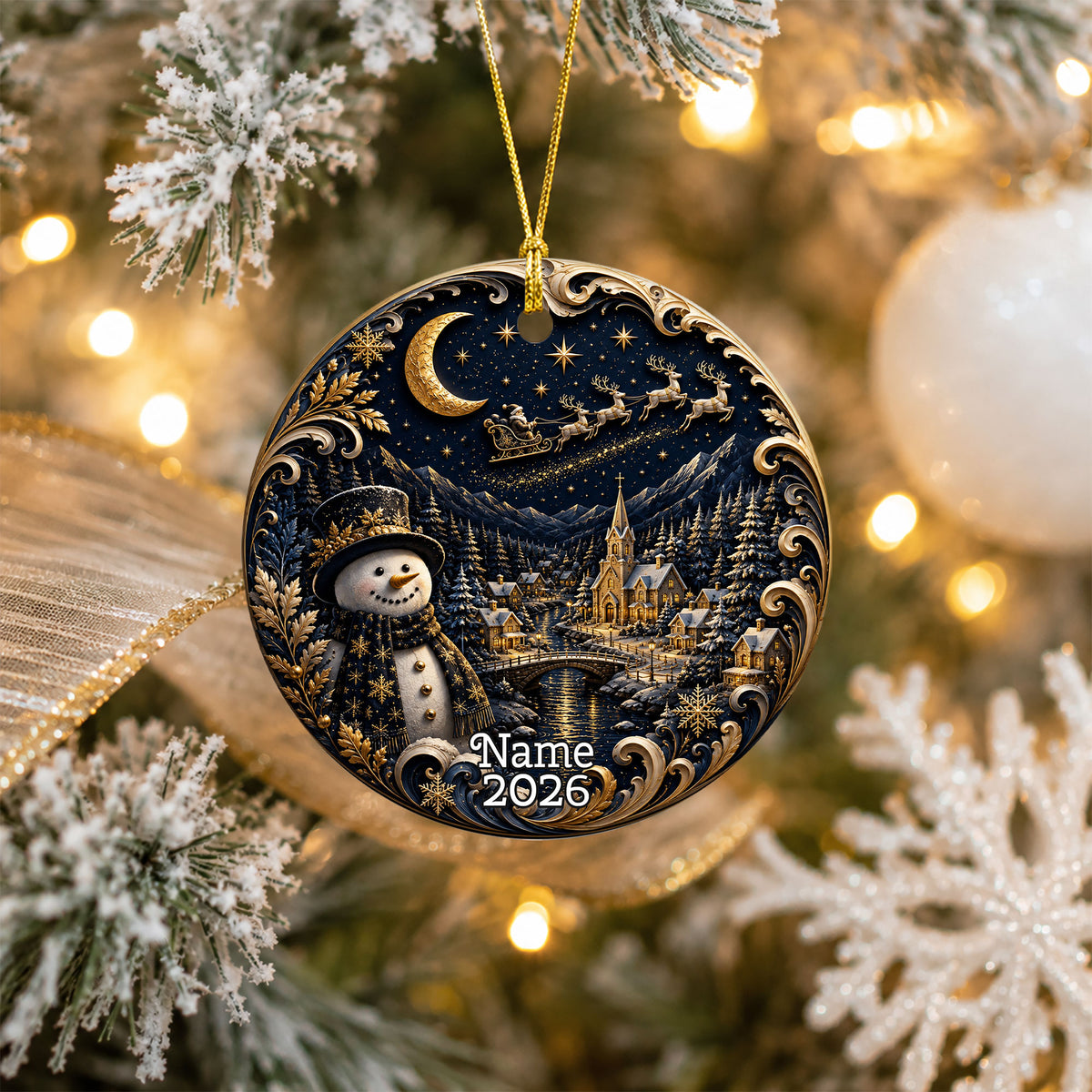 Snowman Christmas Ornament 2026, Cute Snowman Ceramic Ornament, Winter Holiday Tree Decoration